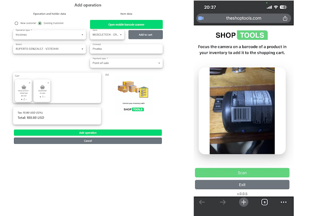 Shop Tools Barcode scanner