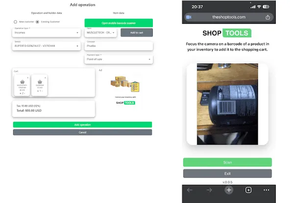 Shop Tools Barcode scanner